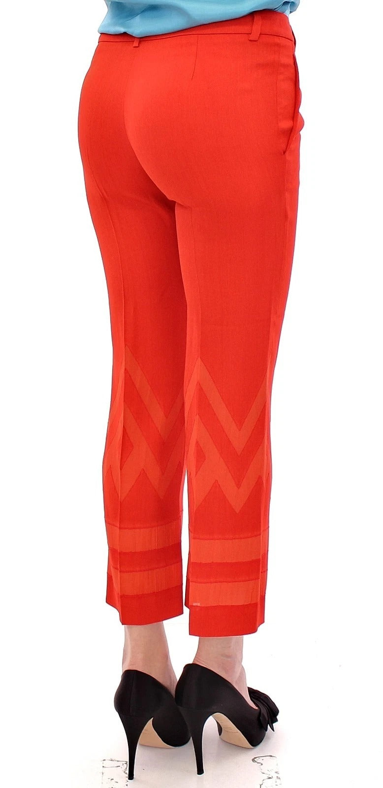 Pantalon rouge court 3/4, pantacourt nude