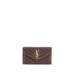 Bordeaux Lamb Ovis Aries Aries WalletSaint Laurent’s Cassandre Matelassé Card Holder combines elegance and functionality in a compact design. Featuring chevron stitching and the distinctive Cassandre decoration, it has a zipper, flap and card slots on the