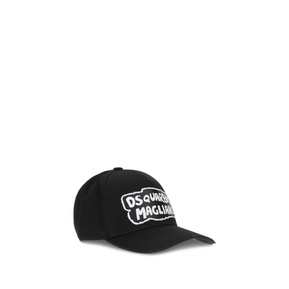 Black Cotton Cap (Baseball Hat)The Dsquared2 X Magliano Baseball Hat combines the Caten brothers’ urban style with the Italian brand’s irreverent aesthetic. Featuring a contrasting signature on the front, it features side and back lettering that adds a di