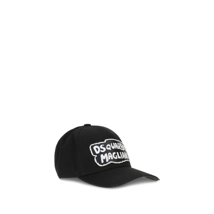 Black Cotton Cap (Baseball Hat)The Dsquared2 X Magliano Baseball Hat combines the Caten brothers’ urban style with the Italian brand’s irreverent aesthetic. Featuring a contrasting signature on the front, it features side and back lettering that adds a di