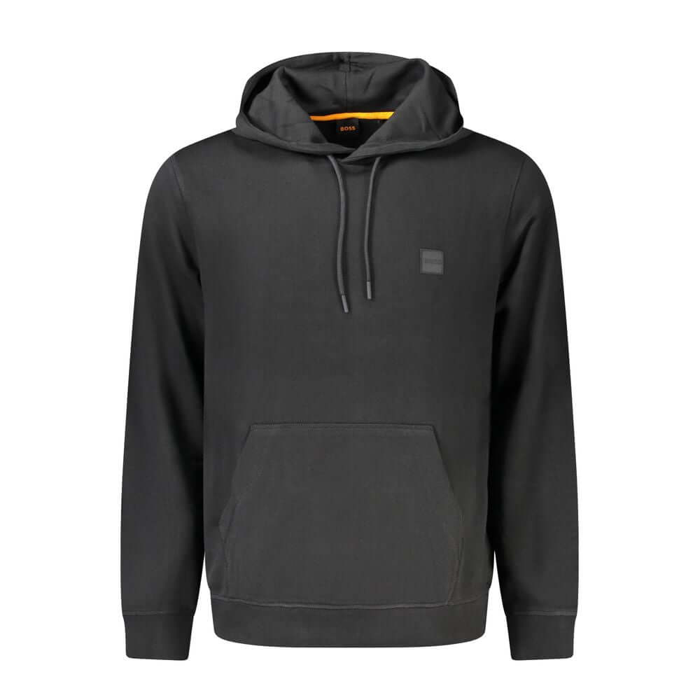 Black Cotton Men SweaterIndulge in the epitome of urban sophistication with this Hugo Boss hooded sweatshirt. Crafted for those who command a bold presence, this sleek black gem merges comfort with luxury. Its soft, brushed cotton embraces you in warmth,