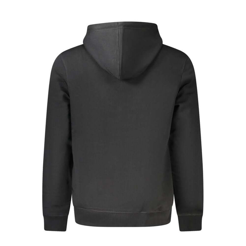 Black Cotton Men SweaterIndulge in the epitome of urban sophistication with this Hugo Boss hooded sweatshirt. Crafted for those who command a bold presence, this sleek black gem merges comfort with luxury. Its soft, brushed cotton embraces you in warmth,