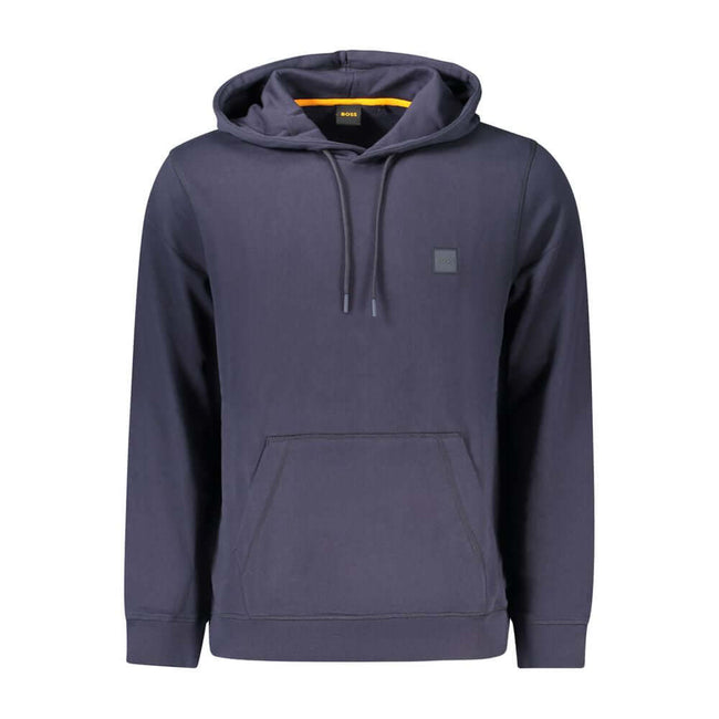 Blue Cotton Men SweaterElevate your casual wear with the iconic Hugo Boss edge. This long-sleeved, hooded sweatshirt is the epitome of comfort fused with style. Brushed to perfection for a softer touch, it features a handy central pocket, topped with soph