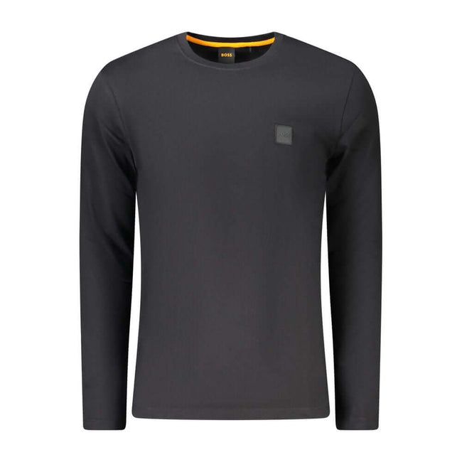 Black Cotton Men TShirtDive into the world of effortless style with the Hugo Boss long-sleeved T-shirt. Made for the modern man who doesn’t compromise on comfort or chic, this crew neck tee showcases exquisite embroidery with the iconic logo, making a sta