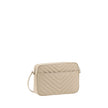 Beige Calf Leather Bos Taurus Shoulder BagCalfskin LouLou Shoulder Bag by Saint Laurent, all-over quilted and padded design, top zip fastening, contrasting iconic brand logo plaque on the front, flat shoulder strap, slit pocket on the back, inside welt po