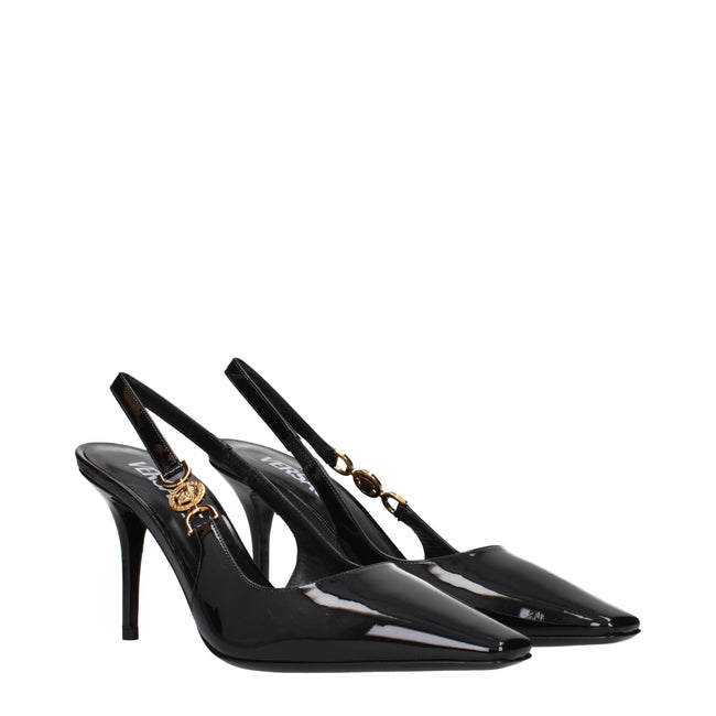 Black Leather High Heel PumpsDescription: The product with MPN 1012428D2VE1B00V and code F84398 patent leather in black is a sandals designed by Versace. It has features like side detail.Black Leather High Heel Pumps${tagsVersaceAulae Black Leather Pumps