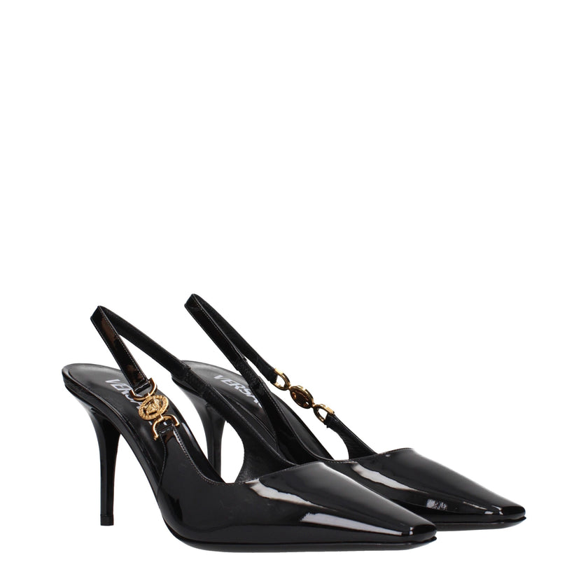 Black Leather High Heel PumpsDescription: The product with MPN 1012428D2VE1B00V and code F84398 patent leather in black is a sandals designed by Versace. It has features like side detail.Black Leather High Heel Pumps${tagsVersaceAulae Black Leather Pumps