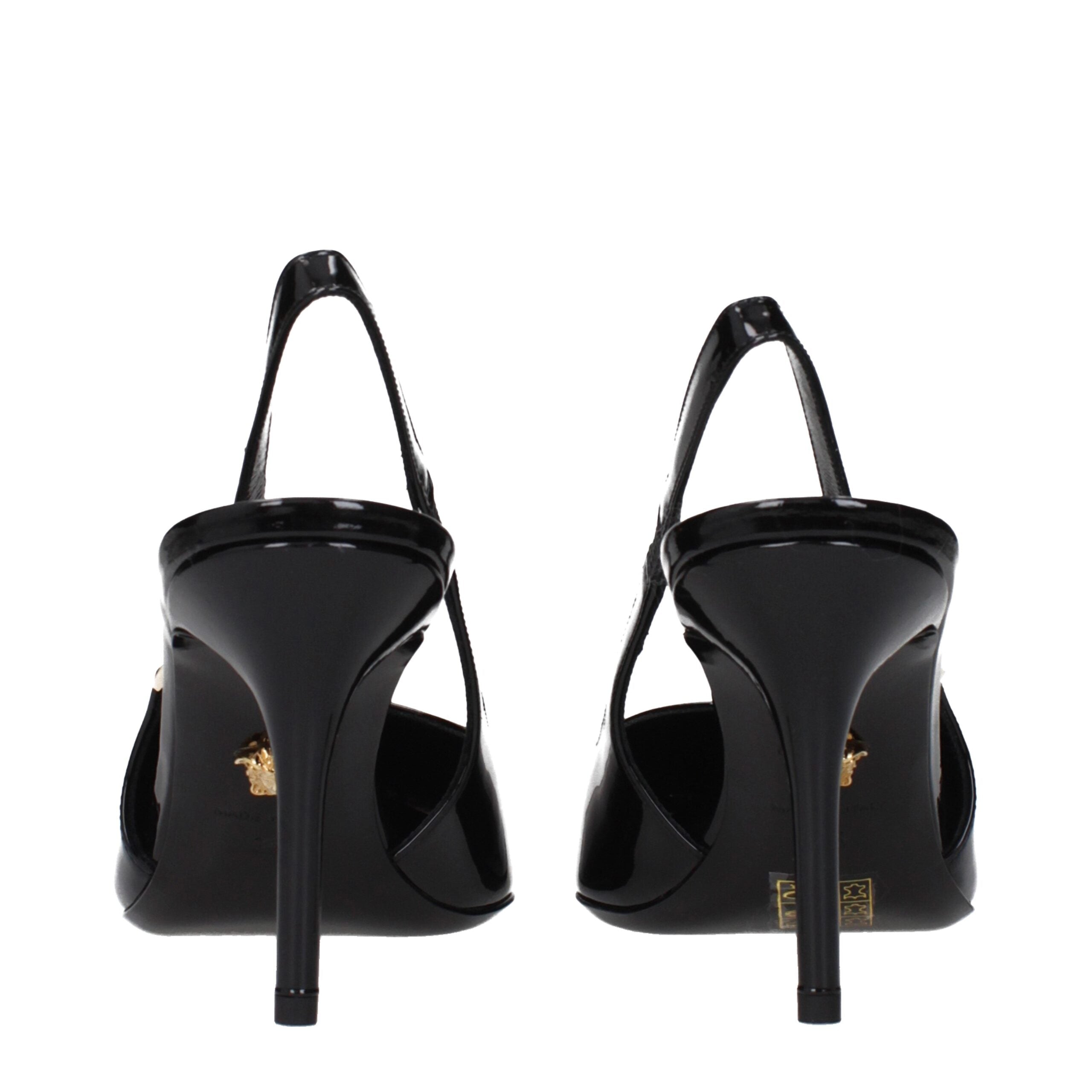 Black Leather High Heel PumpsDescription: The product with MPN 1012428D2VE1B00V and code F84398 patent leather in black is a sandals designed by Versace. It has features like side detail.Black Leather High Heel Pumps${tagsVersaceAulae Black Leather Pumps