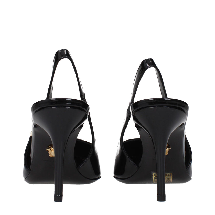 Black Leather High Heel PumpsDescription: The product with MPN 1012428D2VE1B00V and code F84398 patent leather in black is a sandals designed by Versace. It has features like side detail.Black Leather High Heel Pumps${tagsVersaceAulae Black Leather Pumps