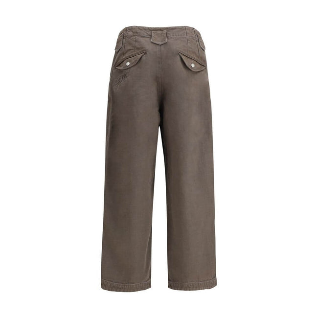 Brown Cotton Casual PantsKenzo’s cotton Pants feature a double knee design with irregular ‘KENZO Weave’ stitching at the knees, giving the garment a graphic and contemporary character. Made of washed-effect cotton, they feature a front button and zipper c