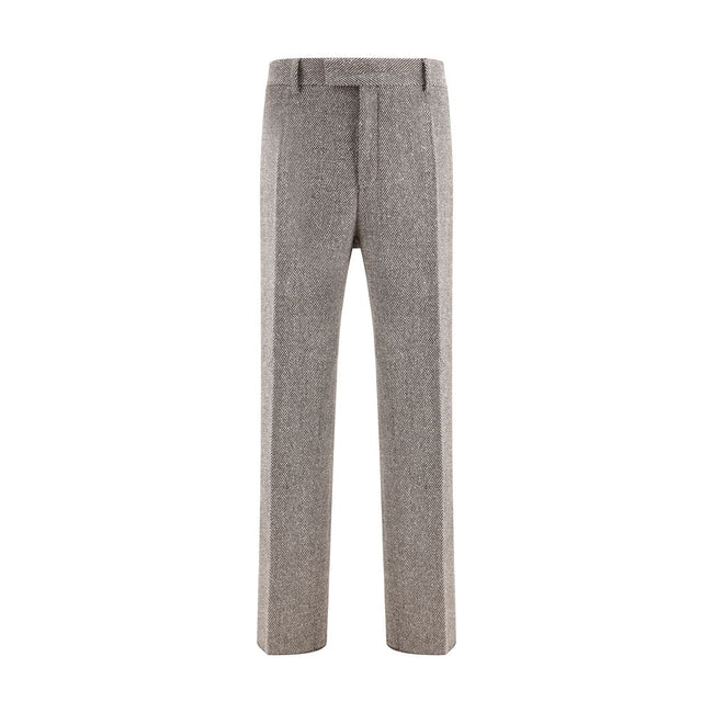 Gray Fleece Wool Casual PantsFerragamo’s wide chevron Pants recalls the timeless elegance of the 1920s with a refined, flowing silhouette. Crafted with tailored construction, it features a wide leg with an ironed crease that enhances the movement of the f
