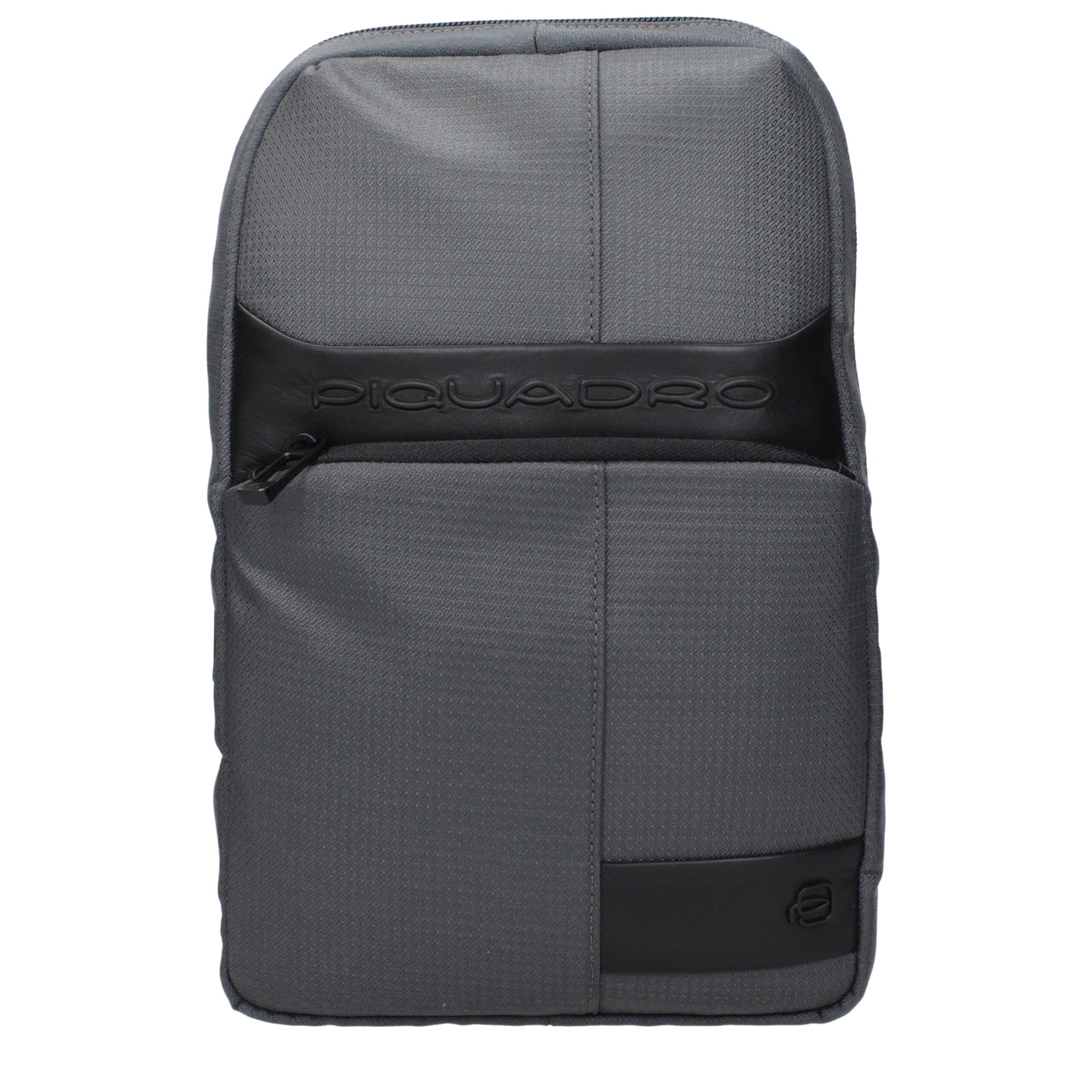 Gray Synthetic Crossbody Bag with Adjustable Strap