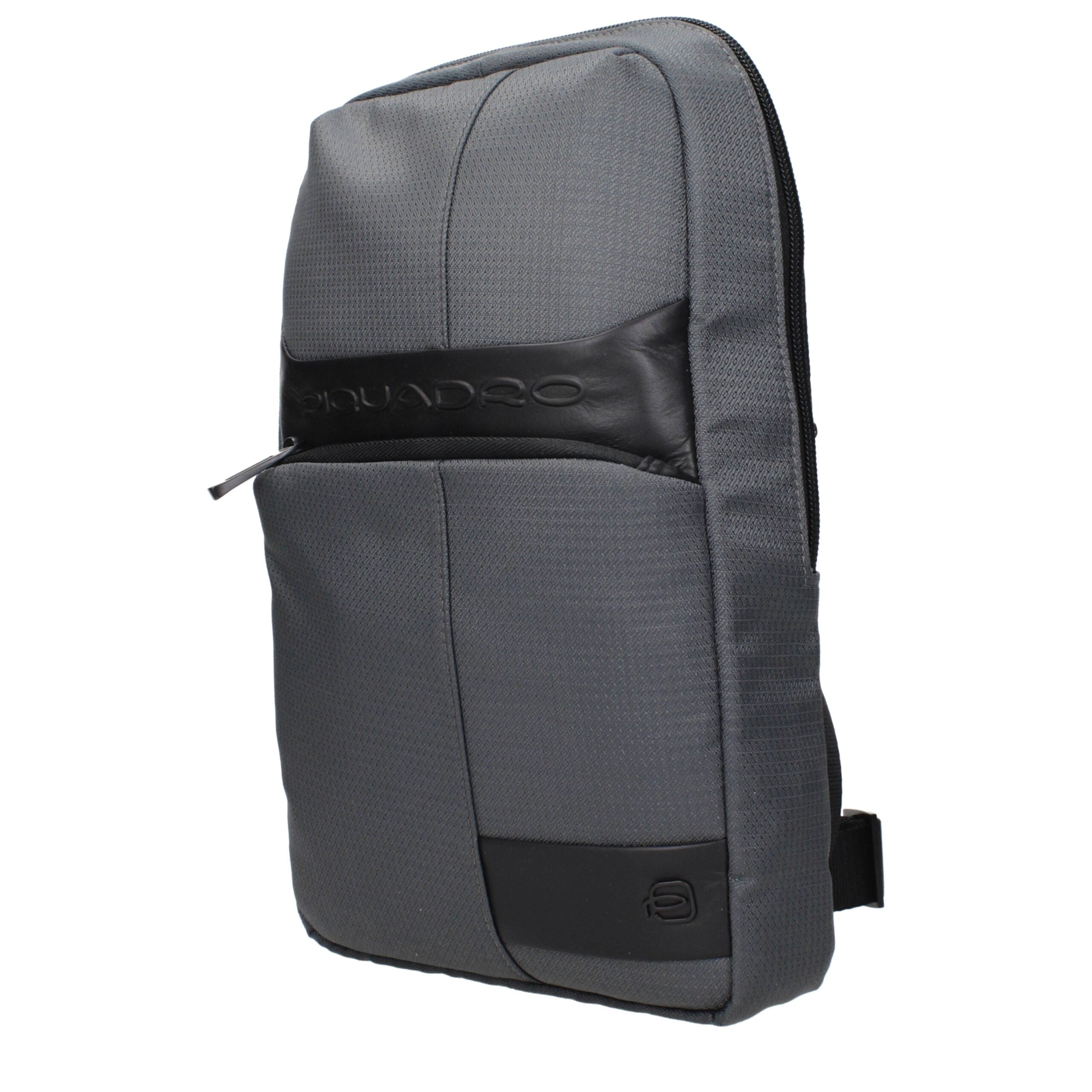 Gray Synthetic Crossbody Bag with Adjustable Strap