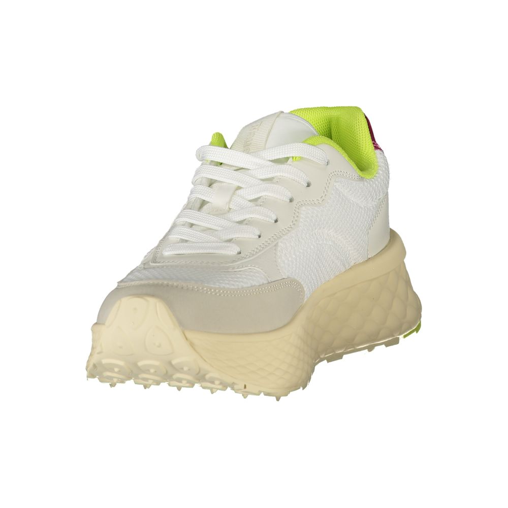 White Synthetic Women's Sneaker with Vibrant Contrasting Details