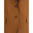 Brown Wool BlazerFendi’s wool and mohair Blazer is a timeless classic with a refined style, embellished with satin lapels that enhance its elegance. It features a single-breasted button closure, a breast pocket and two front flap pockets. Three decorative