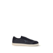 Blue Leather SneakersLeather Sneakers by Prada combine contemporary style with everyday comfort. Featuring a flat rubber sole and round toe, they are distinguished by the iconic triangular side-applied plaque and tone-on-tone logo on the back, adding a di