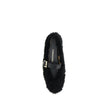 Black Fur Ballet FlatsFerragamo’s Gancini-embellished Ballerinas by Ferragamo reinterprets a classic with a playful, contemporary twist. Featuring a contoured neckline and soft silhouette, it is distinguished by a curly shearling lining, ideal for the col