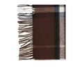 Brown Cashmere ScarfBurberry’s cashmere check Scarf is a timeless and iconic accessory. Made of soft cashmere, it features a rectangular shape and the house’s classic check pattern. Bangs at the ends complete the design with an elegant and traditional tou