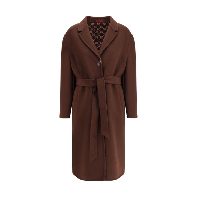 Brown Wool CoatGucci’s silk and wool reversible Coat is a refined and versatile piece, perfect for enhancing any look with a distinctive touch. Made of brown silk wool on one side and brown and light pink GG patterned silk wool on the other, it offers two