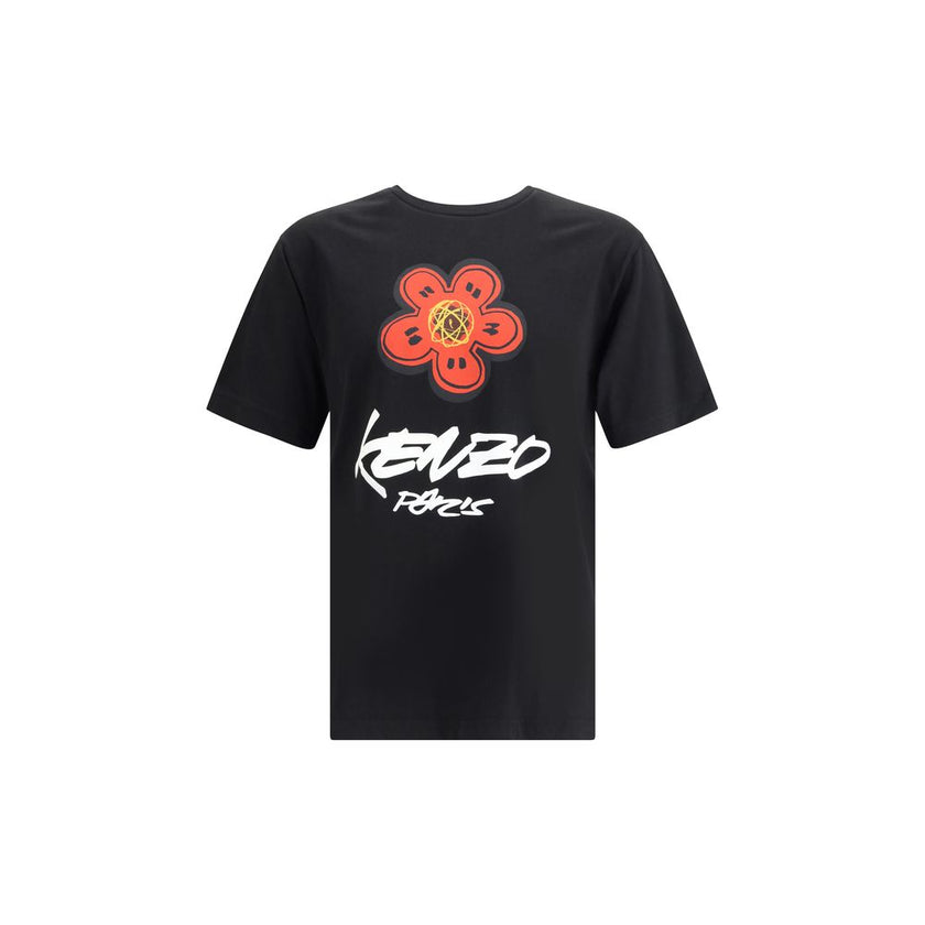Black Cotton T-ShirtKenzo’s Futura 2000 cotton T-Shirt is made of lightweight jersey and features striking graphics combining the Boke Flower and the atom, iconic symbols of the artist. Completing the design are Kenzo Paris and 18 Rue Vivienne prints in g