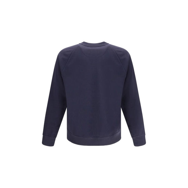 Blue Cotton SweatshirtFendi’s jersey Sweatshirt combines comfort and style in a contemporary design. Featuring a ribbed crew neck, hem and cuffs, it has two practical front welt pockets and a logo ball on the front, an iconic detail that signs the garment