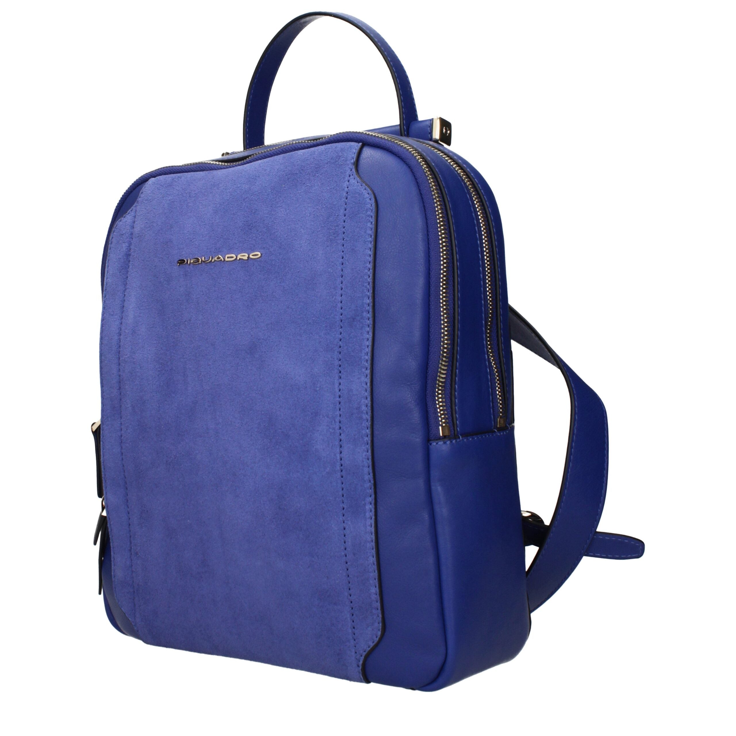Blauer Lederrucksack mit Vintage-Effekt von Piquadro