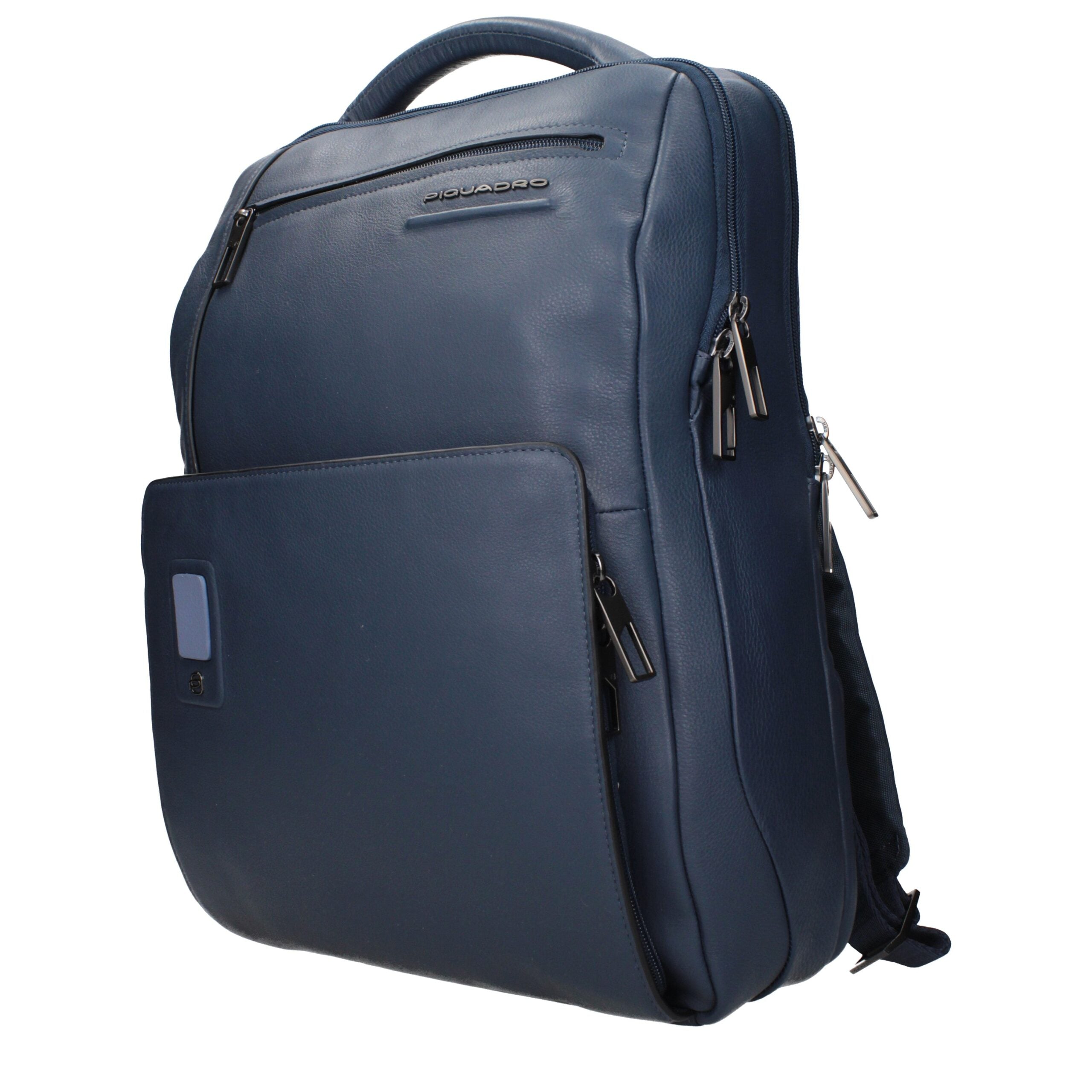 Blauer Lederrucksack mit iPad-Hülle von Piquadro
