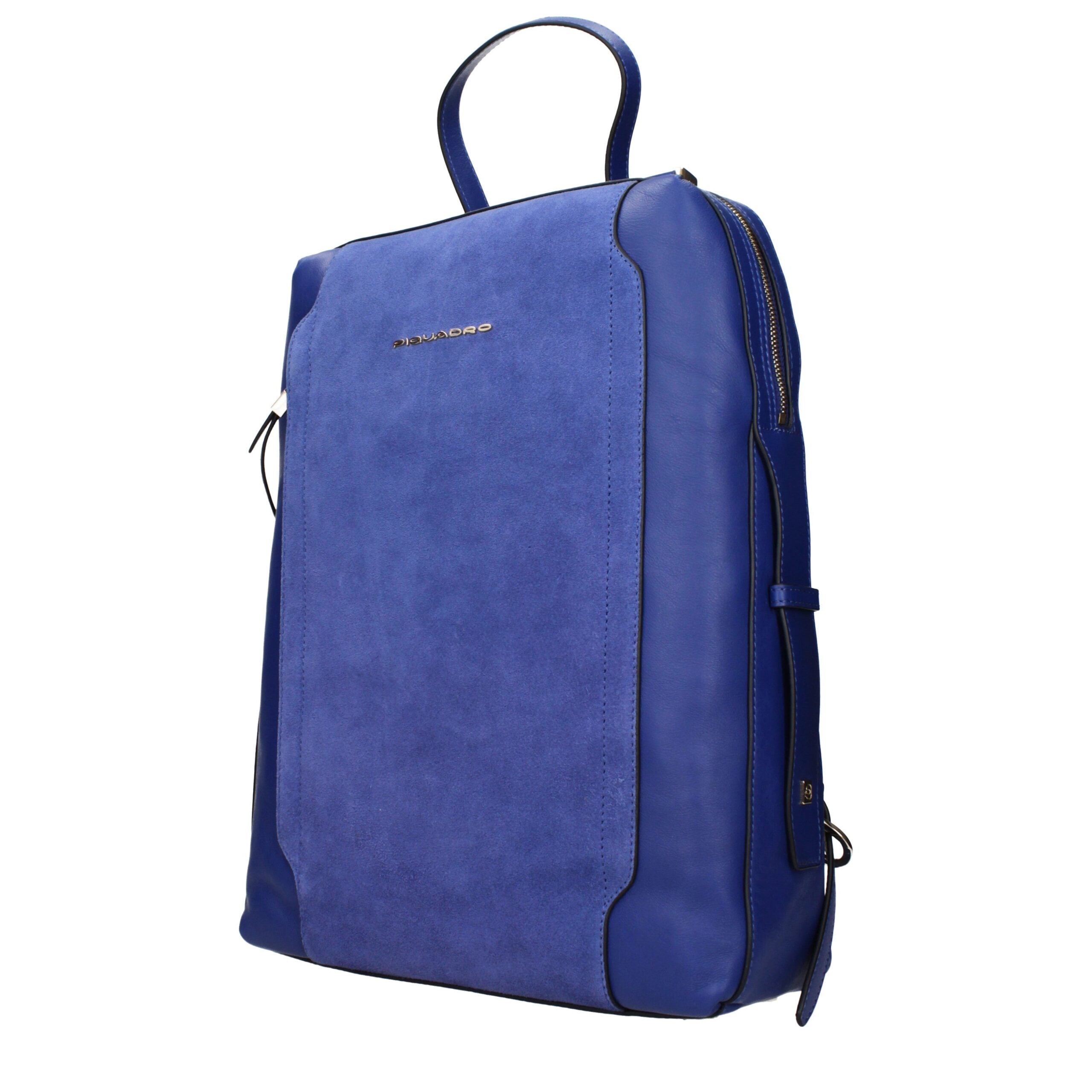 Blauer Lederrucksack mit Vintage-Effekt von Piquadro