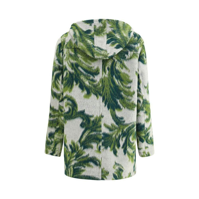 Green Wool CoatMade from patterned carded wool, Etro’s duffle coat combines tradition and contemporary style. Featuring a practical hood and a front closure with toggles, it has long sleeves and two patch pockets on the front for a functional and refined