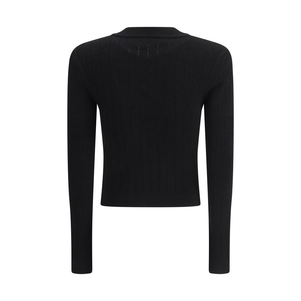 Black Viscose CardiganCardigan by Balmain, cropped design, v-neck on front, closure by embossed buttons, close fit, monochrome pattern. Season: AW25 Fit: Slim Composition: 83% Viscose 17% Polyester MADE IN FRANCEBlack Viscose Cardigan${tagsBalmainAulae Ca