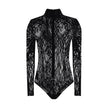 Black Cotton TopThe Balmain lace Bodysuit is a seductive and sophisticated piece, featuring a refined high neck that enhances the elegance of the design. Crafted from sheer lace, it features a zip fastening on the back and buttons on the briefs, for a com