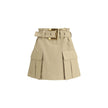 Beige Cotton Mini SkirtBalmain’s cargo Miniskirt reinterprets utility style with a sophisticated twist. Featuring a removable belt with a PB engraved gold metal Anthem buckle, it has two side pockets with gussets and a flap. The back closure with exposed
