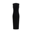 Black Viscose Casual DressBalmain’s Long Dress is a bold and refined garment made of a twisted knit with openwork that enhances the silhouette. The round neckline is framed by a contrasting ribbed finish, also echoed on the armholes. The contrasting strap