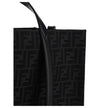 Black Polyester Shoulder BagThe Tote Handbag by Fendi features a double rigid handle at the top, a removable and adjustable leather shoulder strap, and an internal welt pocket with a zipper closure. The exterior is adorned with the brand’s iconic FF print