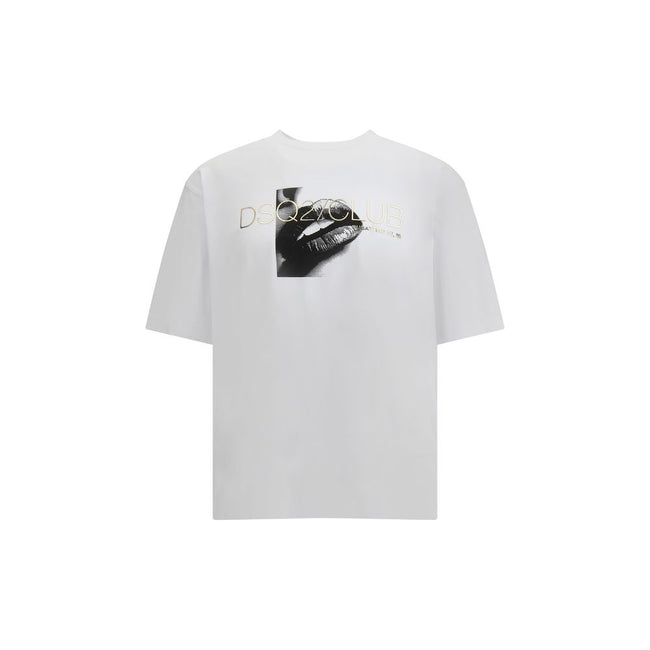 White Cotton T-ShirtDsquared2’s cotton T-Shirt is an essential garment with a distinctive urban spirit. Made of soft and comfortable cotton, it features a classic ribbed crew neck that ensures an impeccable fit. On the front stands out the logo print, an