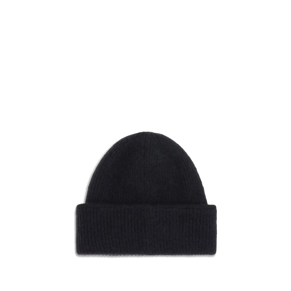Black Alpaca Vicugna Pacos BeanieThe Gros Grain Ribbed Beanie by Jacquemus combines style and functionality. The adjustable fit ensures comfort, while the contrasting folded brim and tone-on-tone gros-grain logo embroidered on the front complete the desig