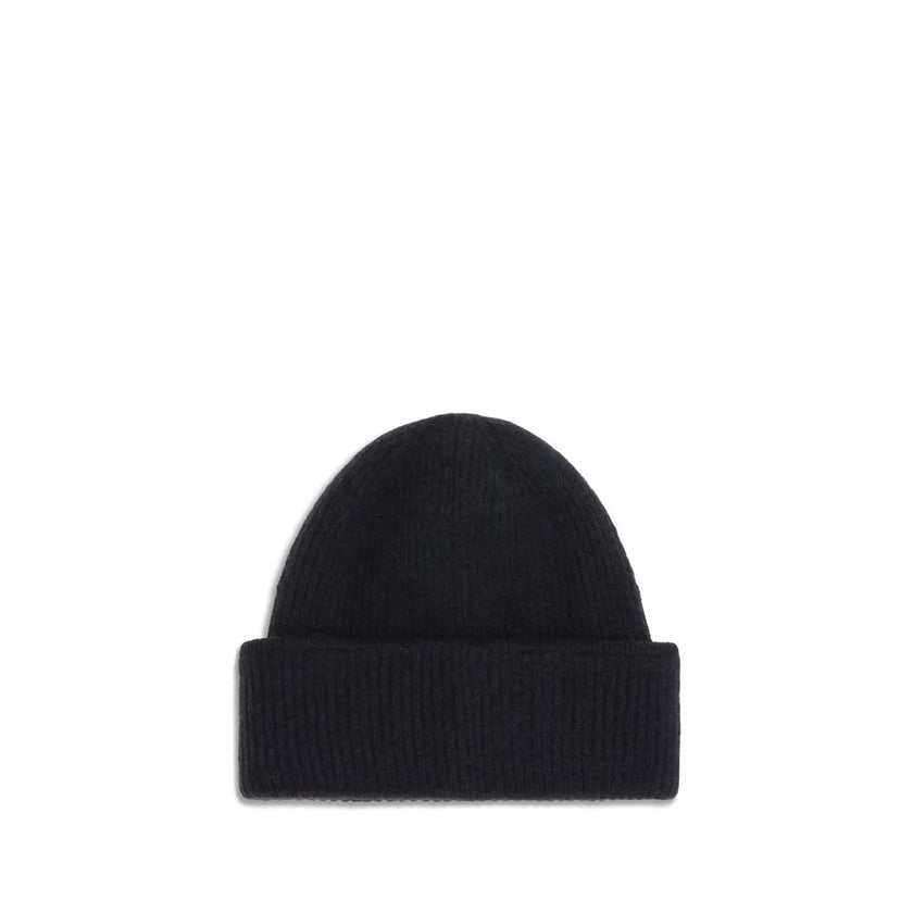 Black Alpaca Vicugna Pacos BeanieThe Gros Grain Ribbed Beanie by Jacquemus combines style and functionality. The adjustable fit ensures comfort, while the contrasting folded brim and tone-on-tone gros-grain logo embroidered on the front complete the desig