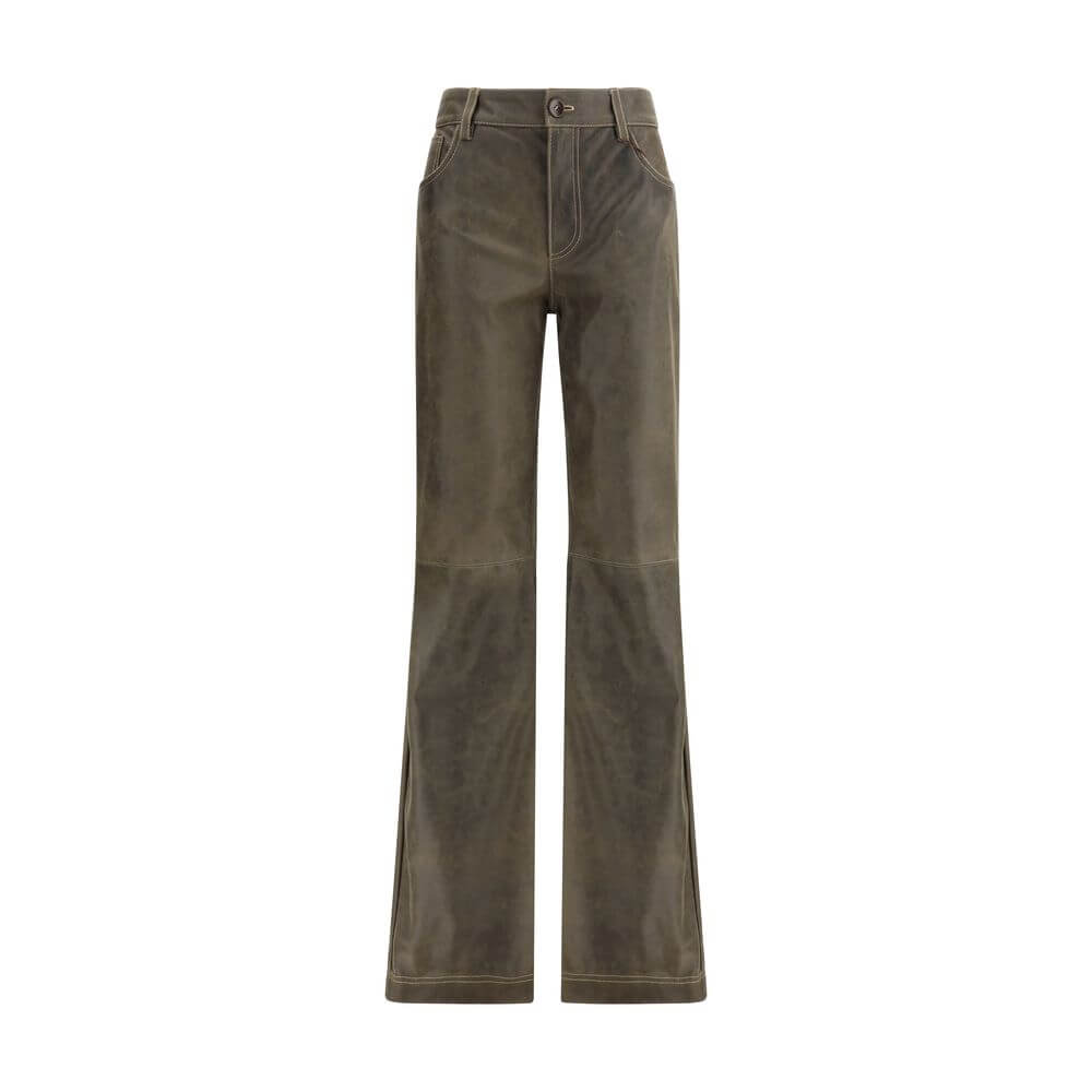 Brown Leather PantsEtro’s leather Pants feature a straight style with a mid-rise waist that ensures a comfortable and modern fit. The zip-and-button front closure ensures practicality and security, while the five-pocket design adds a classic and functiona