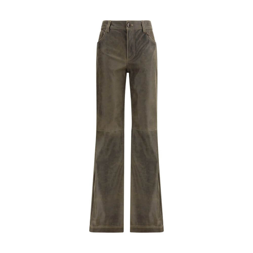 Brown Leather PantsEtro’s leather Pants feature a straight style with a mid-rise waist that ensures a comfortable and modern fit. The zip-and-button front closure ensures practicality and security, while the five-pocket design adds a classic and functiona