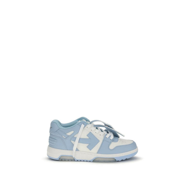 Light Blue Rubber Athletic SneakersOff-White’s Out of Office Sneakers feature a perforated round toe that offers breathability and comfort. The flat sole provides stability, while the iconic embossed Arrow logo on the side panel adds a distinctive touch t