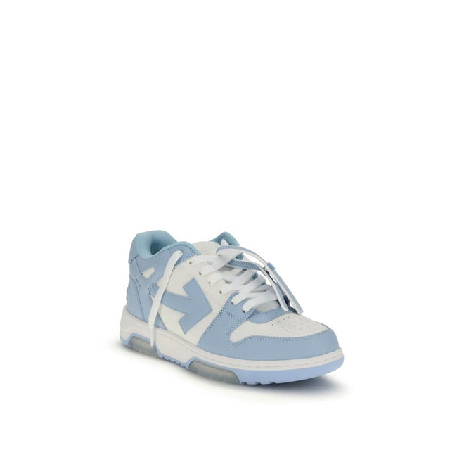 Light Blue Rubber Athletic SneakersOff-White’s Out of Office Sneakers feature a perforated round toe that offers breathability and comfort. The flat sole provides stability, while the iconic embossed Arrow logo on the side panel adds a distinctive touch t