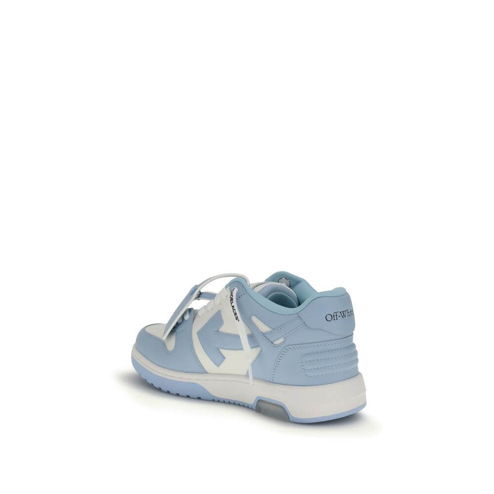 Light Blue Rubber Athletic SneakersOff-White’s Out of Office Sneakers feature a perforated round toe that offers breathability and comfort. The flat sole provides stability, while the iconic embossed Arrow logo on the side panel adds a distinctive touch t