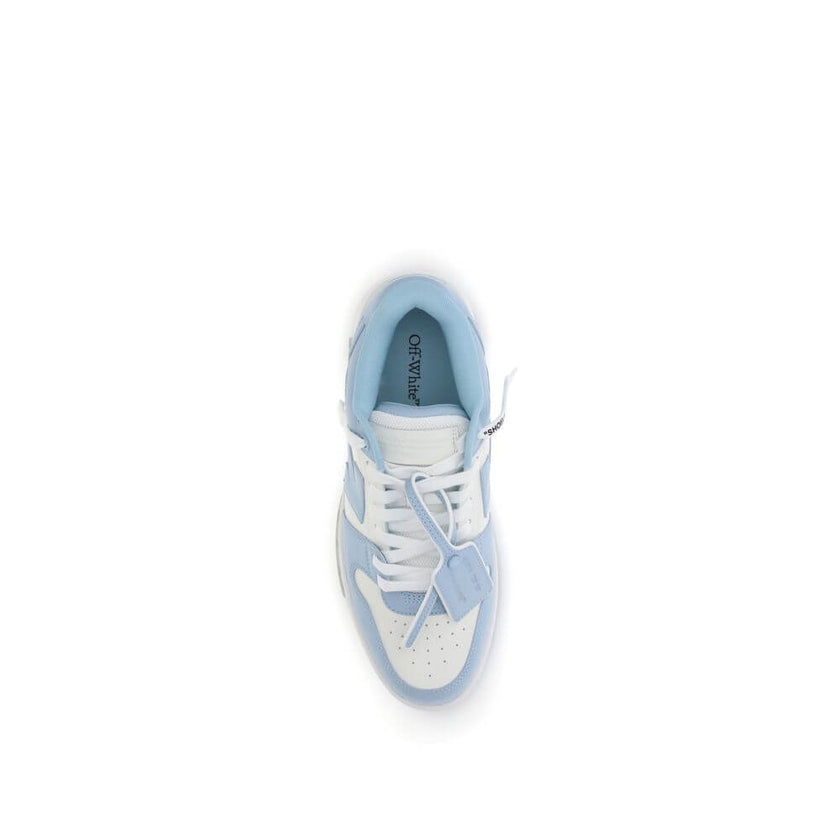 Light Blue Rubber Athletic SneakersOff-White’s Out of Office Sneakers feature a perforated round toe that offers breathability and comfort. The flat sole provides stability, while the iconic embossed Arrow logo on the side panel adds a distinctive touch t