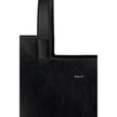 Black Calf Leather Bos Taurus Shoulder BagThe Bally Tote Bag is reimagined in a simple, minimalist style, featuring clean lines and a versatile shape suitable for any occasion. Made from calf leather with crêpe finishes, it features a gold-laminated logo,