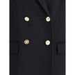 Black Cashmere CoatThe Double-breasted Coat in wool and cashmere blend by Versace combines sartorial elegance with iconic details. The notched lapel, long sleeves, and front patch pockets enhance the coat’s classic lines, while the Safety Pin accessory an