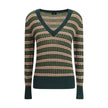 Green Wool SweatshirtEtro’s Horizontally striped wool Sweater is made from a wool blend with a multicolored jacquard pattern. Featuring a slim fit, it features a V-neckline, long sleeves and contrasting ribbed trim on the cuffs and hem for a lively and re