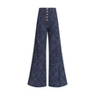 Blue Cotton Flared JeansEtro’s jacquard-patterned flare Jeans feature an abstract jacquard pattern on lightly stretch délavé cotton denim. The five-pocket style features a fitted shape at the hips and flared from the knee down, with a Pegaso button closur