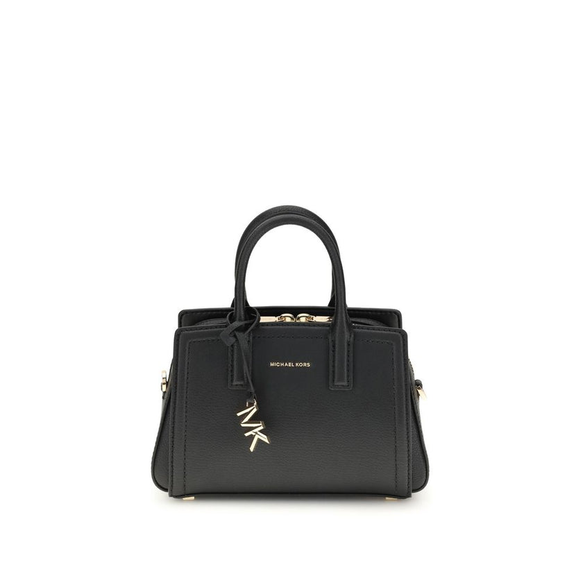 Black Calf Leather Bos Taurus Shoulder BagThe Laila Bag by Michael Kors is a compact and functional reinterpretation of the iconic model. Featuring an adjustable shoulder strap, top handle, and two-way zip closure, it has a compartmentalized interior desi