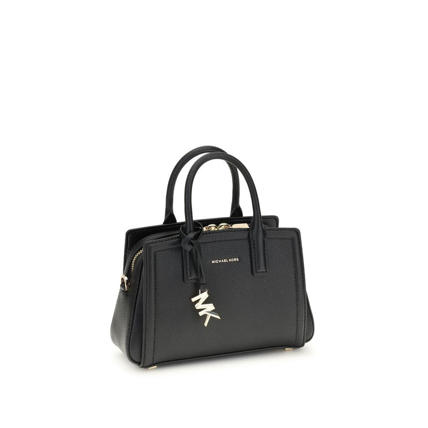 Black Calf Leather Bos Taurus Shoulder BagThe Laila Bag by Michael Kors is a compact and functional reinterpretation of the iconic model. Featuring an adjustable shoulder strap, top handle, and two-way zip closure, it has a compartmentalized interior desi