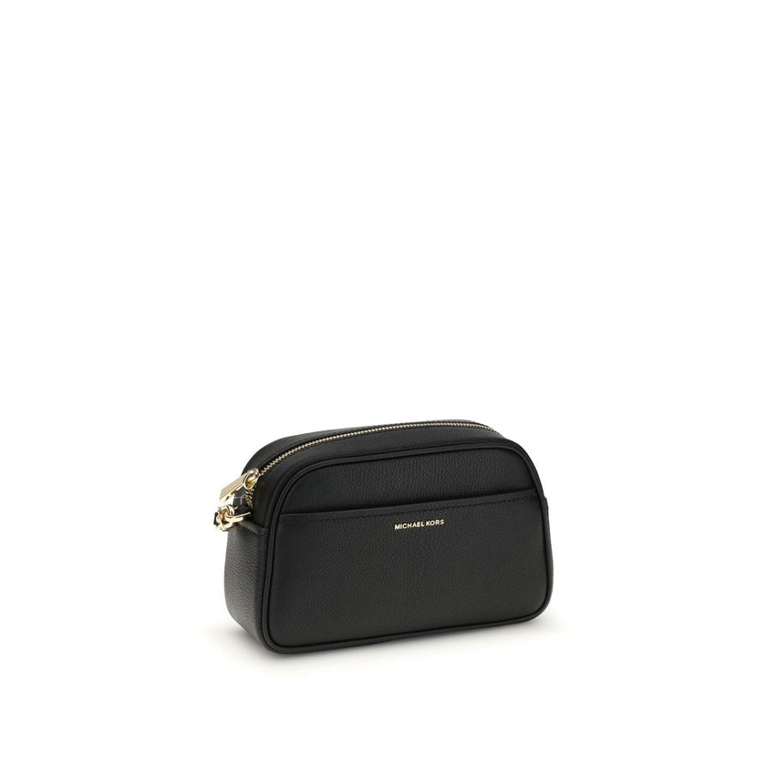Black Calf Leather Bos Taurus Shoulder BagThe Jet Set Bag by Michael Kors features a functional and elegant design, with a convenient open front pocket and a secure zip closure. The shoulder strap is removable and adjustable, with gold-tone metal details